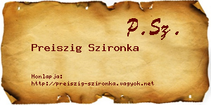 Preiszig Szironka névjegykártya